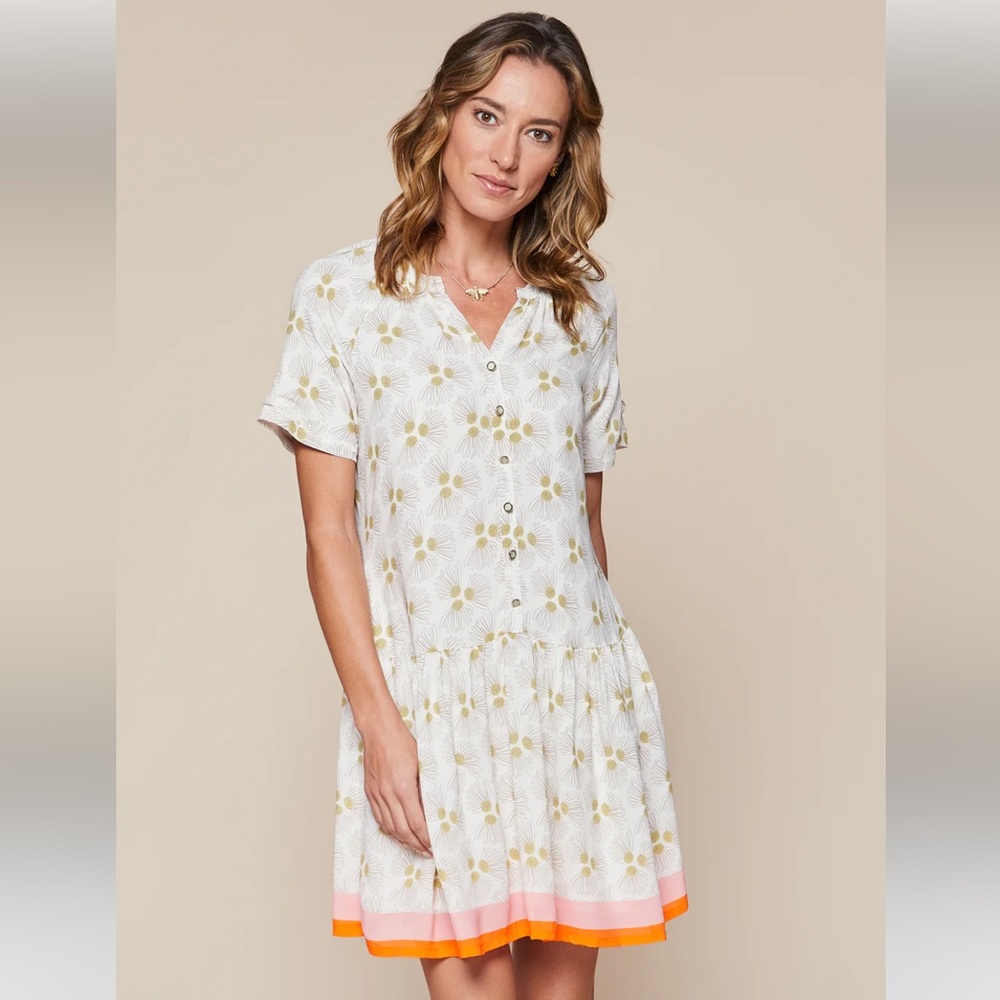 Spartina 449 White and Orange Floral Midi Dress